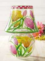 Tulips Clear Glass Candle Lamp w Tea Light NEW 088235094575  