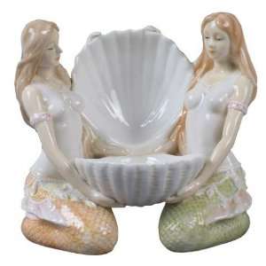  Two Mermaids and Shell Porcelain Jewelry Dish Kitchen 