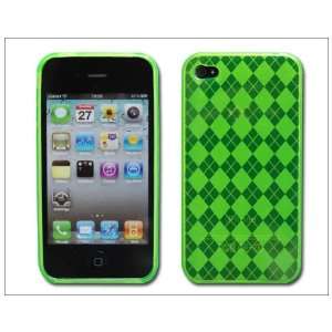 Big Rhombus Gel Skin TPU Silicone Case Cover for Apple iPhone 4 4G AT 