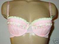 Chantal Thomass pink bra w/green lacing 34B NWOT  