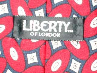 LIBERTY OF LONDON Red White Blue Silk Neck Tie Necktie Modern Graphic 