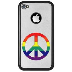  iPhone 4 or 4S Clear Case Black Rainbow Peace Symbol Sign 