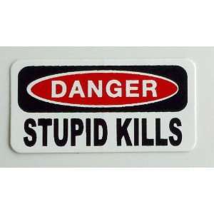   Danger Stupid Kills Hard Hat / Helmet Stickers 1 x 2 Automotive