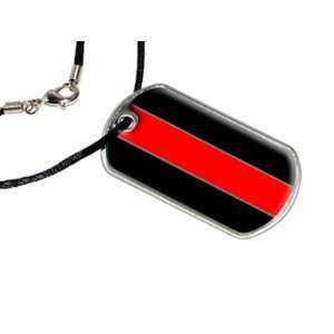  Thin Red Line Firefighters   Military Dog Tag Black Satin 