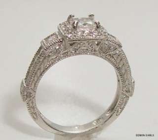 25ct Antique Estate Style Wedding Engagement Ring Set  