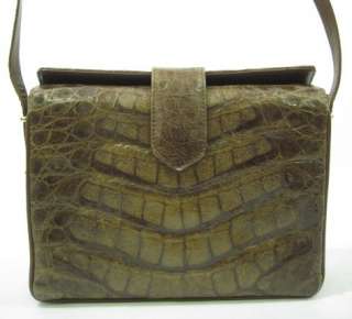 DESIGNER Brown Crocodile Square Shoulder Handbag  