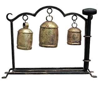 13 3 BELL BRASS GONG chime pagan wicca hindu india  