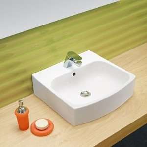  Club Porcelain Bathroom Sink with Overflow in White