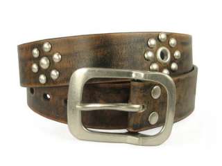 Snap on Grommets and Studs Cow Hide Vintage Leather Belt  
