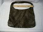 Next Faux Leather Basketweave Tote 24 Inch Straps Very Dark Brown EUC