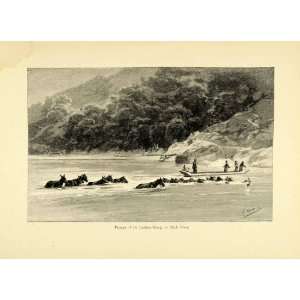  1898 Wood Engraving Lysiang Kiang Black River G Vuillier 