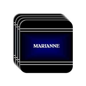 Personal Name Gift   MARIANNE Set of 4 Mini Mousepad Coasters (black 