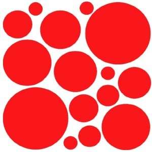 RED Kids Circle Polka Dots Mirror Wall Decal Sticker  