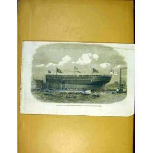   Serapis Launch Indian Troop Ship Blackwall Print 1866