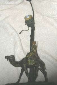   Cold Painted Bronze Lamp of an Arab on a Camel Signed Bergmann  