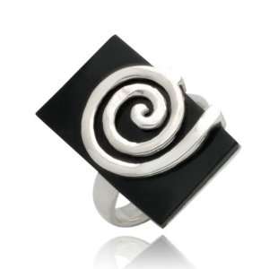  Sterling Silver Onyx Ring   Size 8 