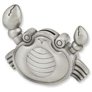  Pewter Finish Crab Bank Jewelry