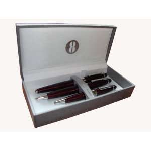  Bill Blass Dark Red and Chrome Rollerball, Pen, and 