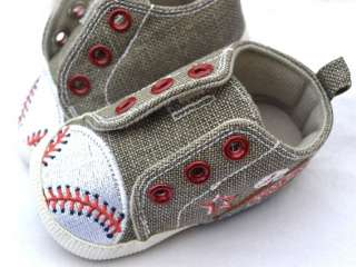 Gray New baby boy baseball crib walking shoes 2 3  