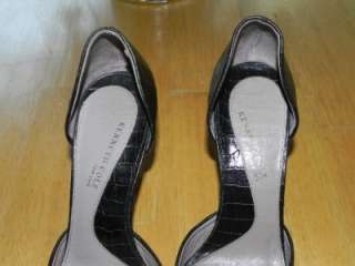 KENNETH COLE Black Croc Leather Classic Dorsay Italian Stilettos 