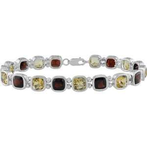  Sterling Silver Citrine and Garnet Bracelet Jewelry