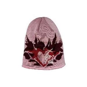 Stocking Cap Heart On Fire Pink