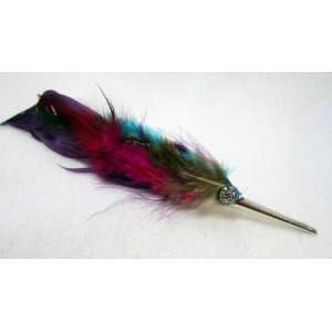  NEW Purple Pink and Blue Feather Duckbill Hair Clip 