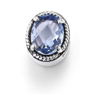   Sterling Silver Blue Spinel Slide Charm For Charm Bracelets Jewelry