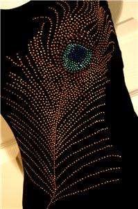 Designer Studded Peacock feather tank top SMALL   3X  