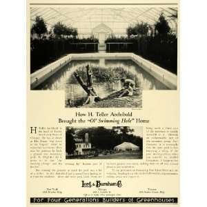  1932 Ad Lord & Burnham Co Greenhouses Swimming Pool Glass 