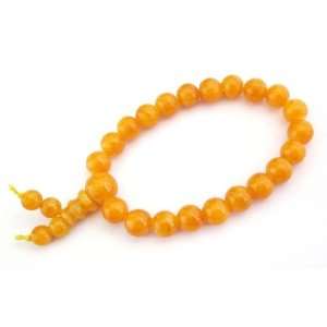    8mm Yellow Jade Beads Tibetan Buddhist Wrist Mala Bracelet Jewelry