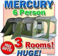Mercury X Large 6 Person 21 x 13 x 7 ~ 3 Room Family Camping Tent 