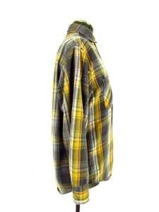 vintage 50s mens yellow plaid BIG MAC sanforized flannel work shirt sz 