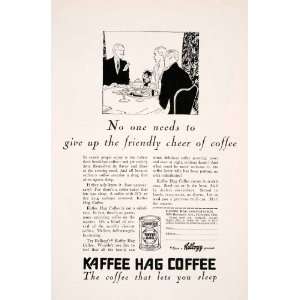  1929 Ad Kelloggs Kaffee Hag Coffee Caffeine Dinner Drink 