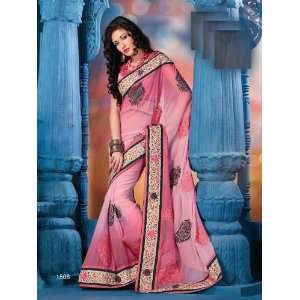 Designer Bollywood Style Pure Georgette Saree with Embroidery Work 