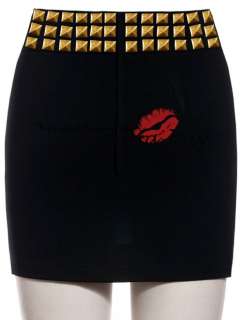 Black Stud High Waisted Mini Skirt US Sz 4~14 w1456  