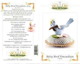 BITTY BIRD PINCUSHION PATTERN BY BUNNY HILL DESIGNS NEW  