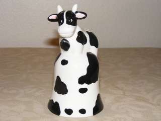 Ceramic Black And White Cow Bell Home Collectible  