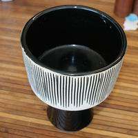 Vintage Black White Japanese Ceramic Vase Candle Holder  