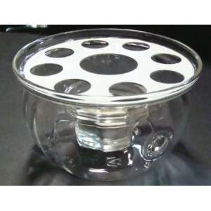  Clear glass teapot warmer with tea light candle