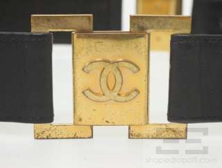 Chanel Black Leather & Gold Square Monogram Belt Season 29, Size 35/84 
