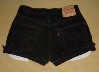 LEVIS Jeans Vtg BLACK DENIM High Waist Waisted CUT OFF SHORTS Grunge 