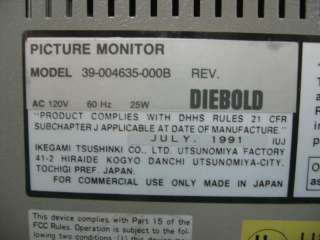 Diebold 9 Security Monitor Black & White 39 004635 000B B/W  
