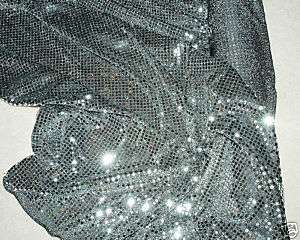 SEQUIN STRETCH KNIT FABRIC SILVER BLACK 56 BTY  