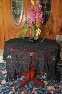 LIMS Hand Crochet Tablecloth Trim Shawl 52 x 52 Black  