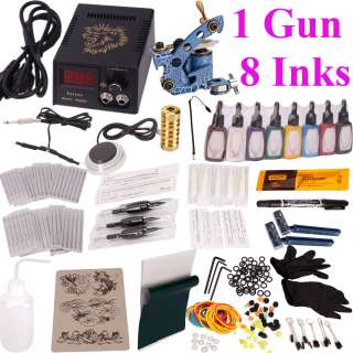 Tattoo Kit 50 Needles Supply Ink Cup Grip Tip Transfer  