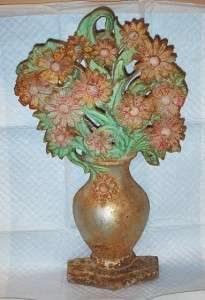 RAREST Antique Hubley Black Eyed Susan Cast Iron Flower Basket Vase 