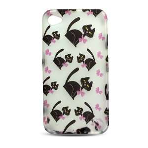  with Black Kitty Cat and Pink Bow Soft Silicone Skin Gel Cover Case 