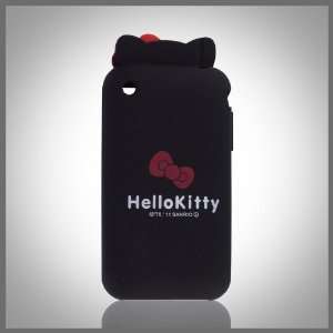 Black Hello Kitty Ears w Bow Flexa flexible silicone soft skin case 