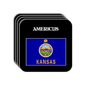 US State Flag   AMERICUS, Kansas (KS) Set of 4 Mini Mousepad Coasters